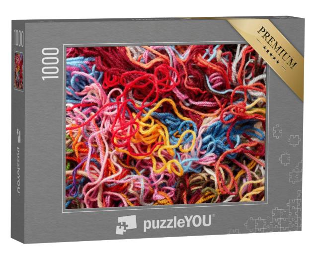 Puzzel 1000 stukjes „Kleurrijke collectie wol voor breien en weven“