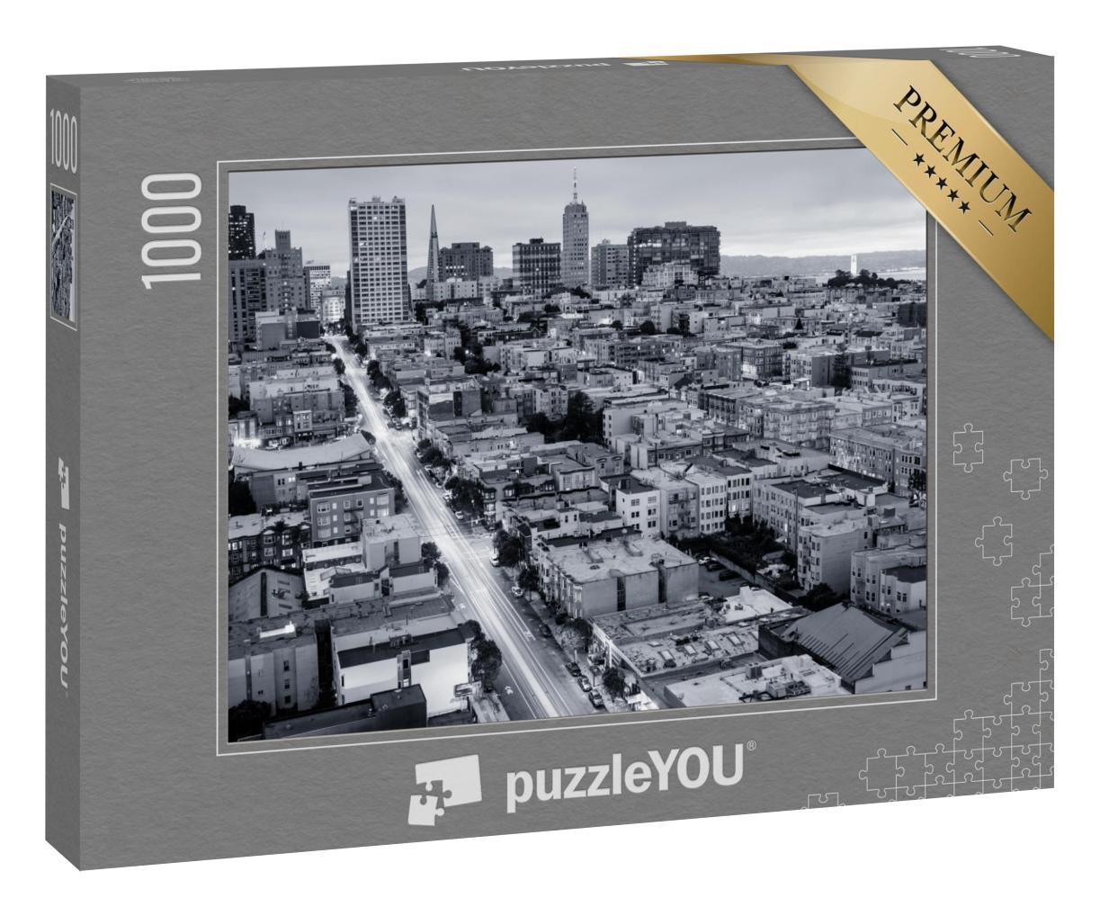 Puzzle 1000 Teile „San Francisco von oben, schwarz-weiß“