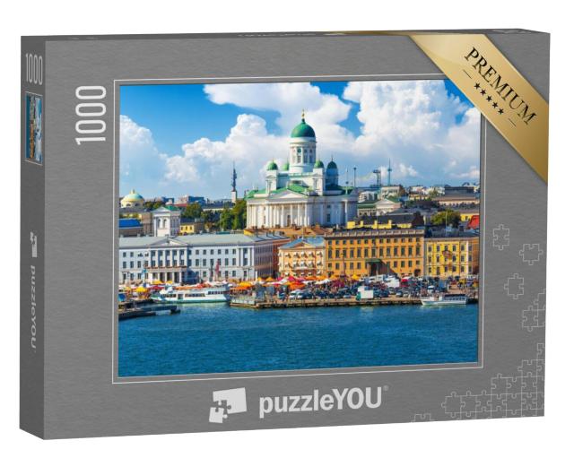 Puzzel 1000 stukjes „Zomerpanorama op de oude stadspier in Helsinki, Finland“