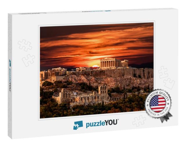 Parthenon, Acropolis of Athens, Under Dramatic Sunset Sky... Jigsaw Puzzle