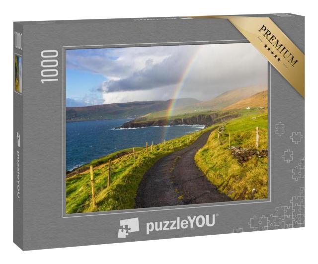 Puzzle 1000 Teile „Wilde Landschaft Irlands mit wunderschönem Regenbogen“
