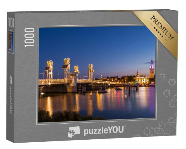 Puzzel 1000 stukjes „Brug over de IJssel in de historische stad Kampen, Overijssel“