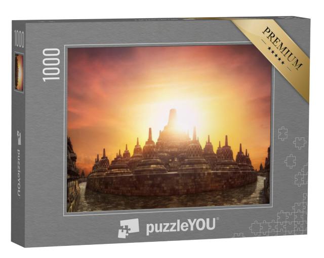 Puzzel 1000 stukjes „Zonsondergang bij Borobudur tempel“