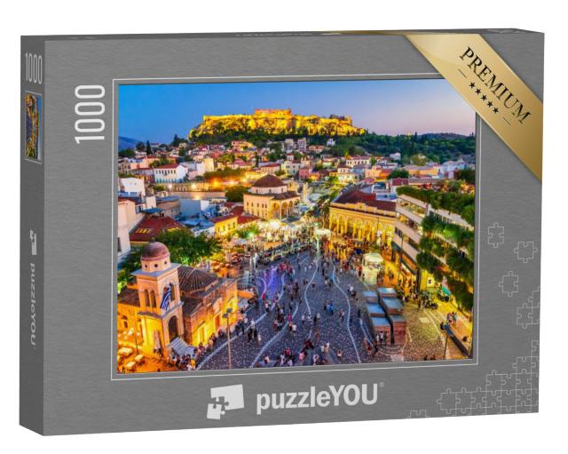 Puzzel 1000 stukjes „Monastirakiplein en oude Akropolis in de avond, Athene, Griekenland“