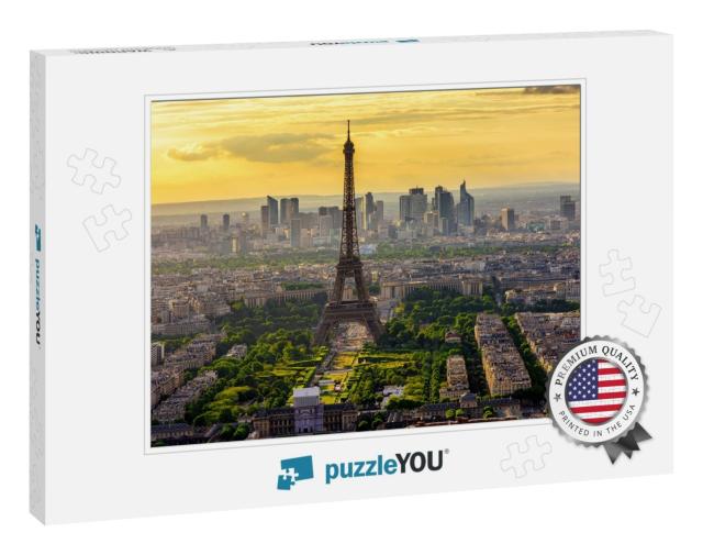Skyline of Paris with Eiffel Tower At Sunset in Paris, Fr... Jigsaw Puzzle