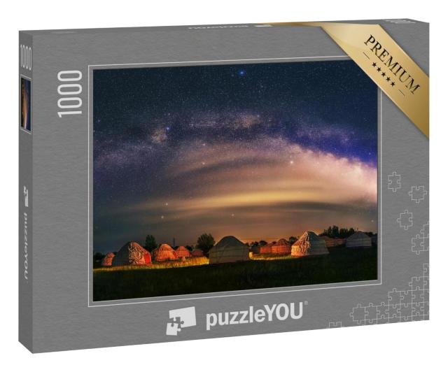 Puzzle 1000 Teile „Mongolische Jurten unter der hellen Milchstraße“