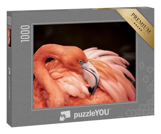 Puzzle 1000 Teile „Portrait eines rosa Flamingos“