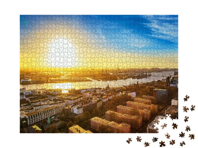 Puzzle 1000 Teile „Hamburg im Sonnenaufgang“