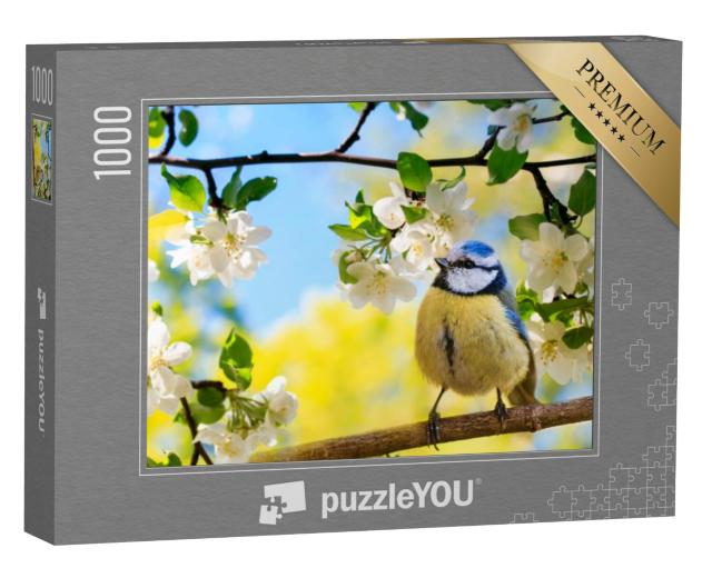 Puzzel 1000 stukjes „Pimpelmees op een tak van een appelboom“