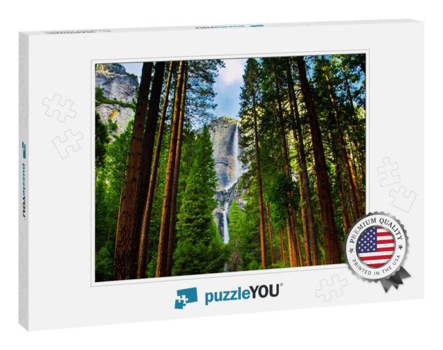 Yosemite Waterfalls Behind Sequoias in Yosemite National... Jigsaw Puzzle