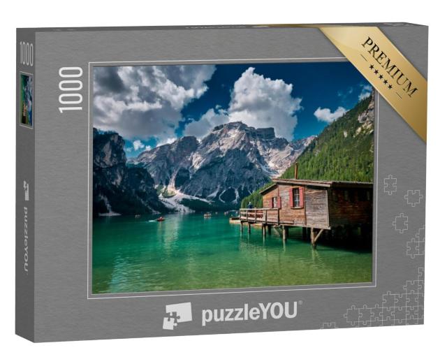 Puzzel 1000 stukjes „Landschap rond het meer van Braies in de Dolomieten, Italië“