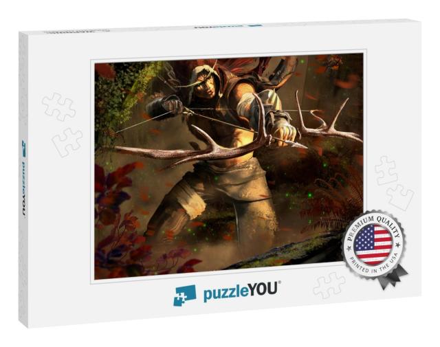 An Evil Brutal Forest Elf Hunter with Long Eyebrows in a... Jigsaw Puzzle