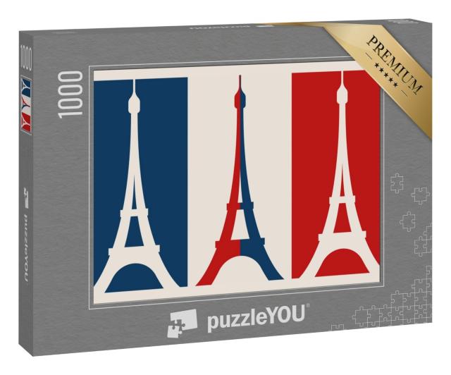 Puzzle 1000 Teile „Grafik: Französische Flagge mit Eiffelturm“