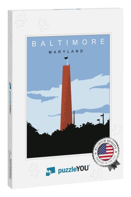 Baltimore Modern Vector Poster. Baltimore, Maryland Lands... Jigsaw Puzzle