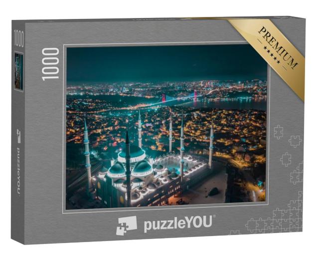 Puzzel 1000 stukjes „Luchtfoto van Istanboel en Camlica Moskee, Turkije“