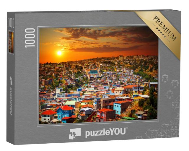 Puzzel 1000 stukjes „Kleurrijke gebouwen op de heuvels van de UNESCO-werelderfgoedstad Valparaiso, Chili“