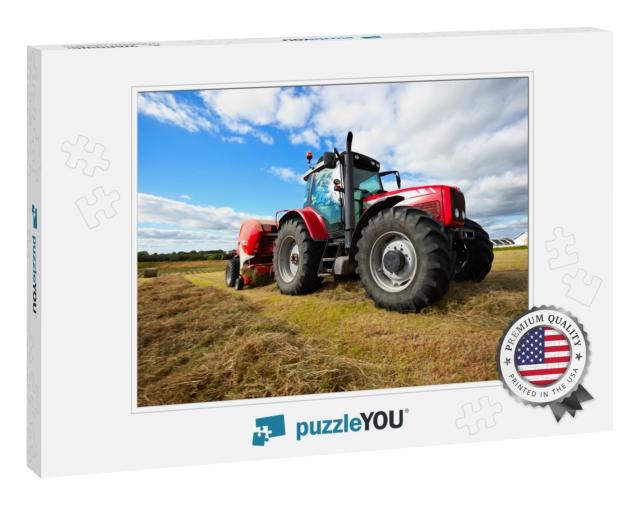 Huge Tractor Collecting Haystack in the Field in a Nice B... Jigsaw Puzzle