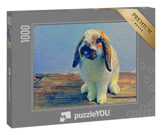 Puzzle 1000 Teile „im Stil von Paul-Cezanne - Hase auf Holztisch - Puzzle-Kollektion Künstler & Gemälde“
