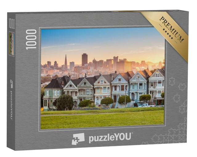 Puzzel 1000 stukjes „De Painted Ladies van San Francisco, Victoriaanse huizen in Californië, VS“