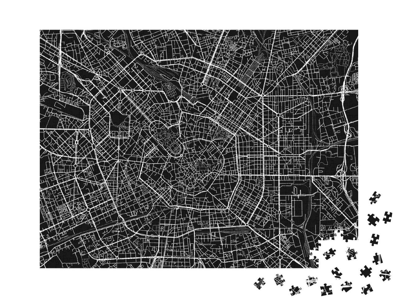 Puzzle 1000 Teile „Vektor-Stadtplan von Mailand“
