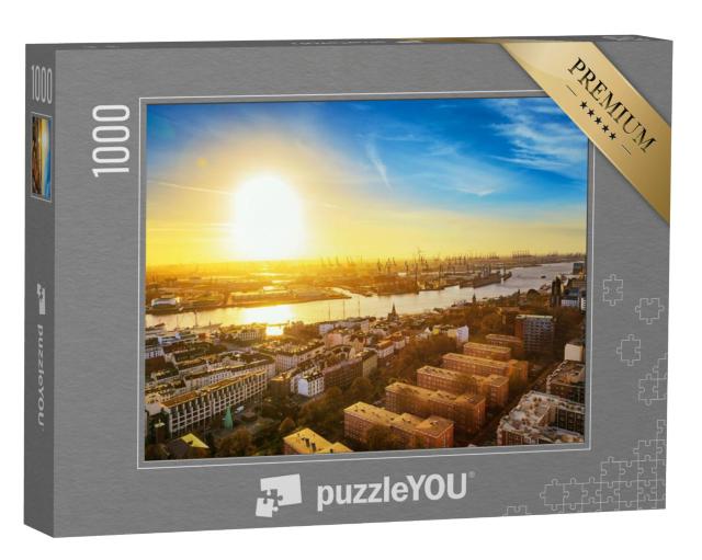 Puzzel 1000 stukjes „Hamburg bij zonsopgang“