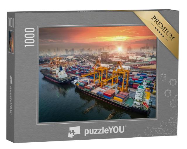 Puzzel 1000 stukjes „Haven en stad bij schemering“