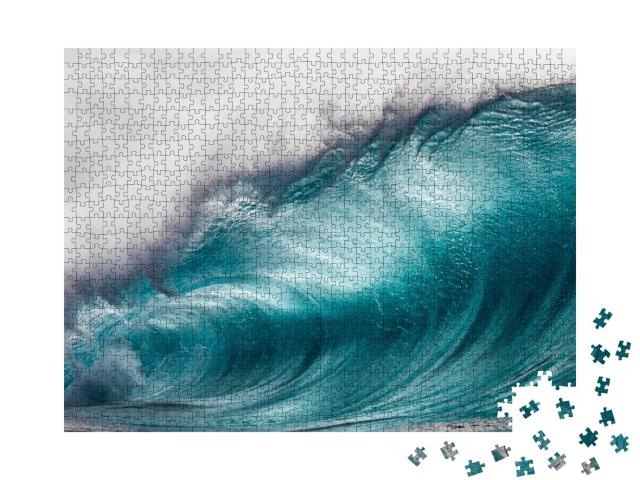 Puzzle 1000 Teile „Gigantische Welle im Meer, Kraft des Wassers“
