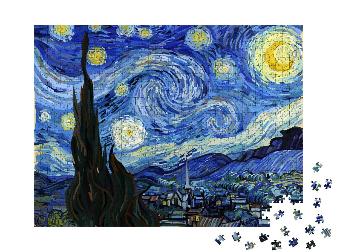 Puzzle 1000 Teile „Die sternenklare Nacht nach Vincent van Gogh“