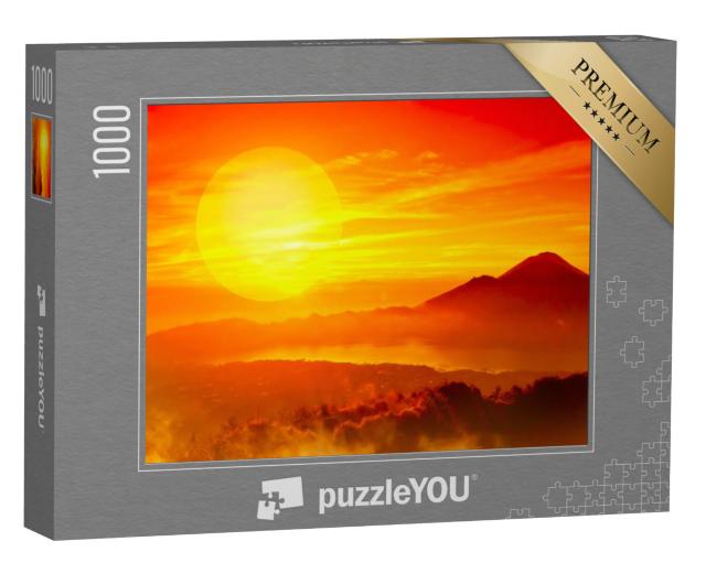 Puzzel 1000 stukjes „Afrikaanse savanne in de gloedvolle rode zonsondergang“