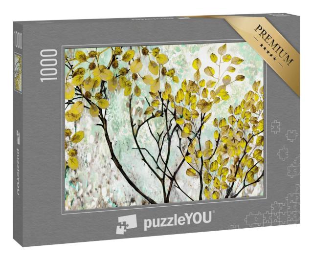Puzzle 1000 Teile „Designer-Ölgemälde: Baum mit gelb-grünen Blättern“