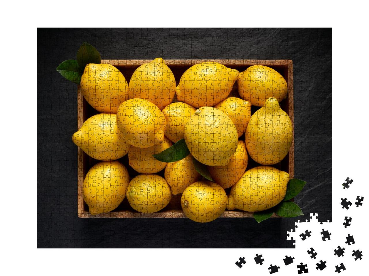 Puzzle 1000 Teile „Holzkorb: frische Zitronen von oben“