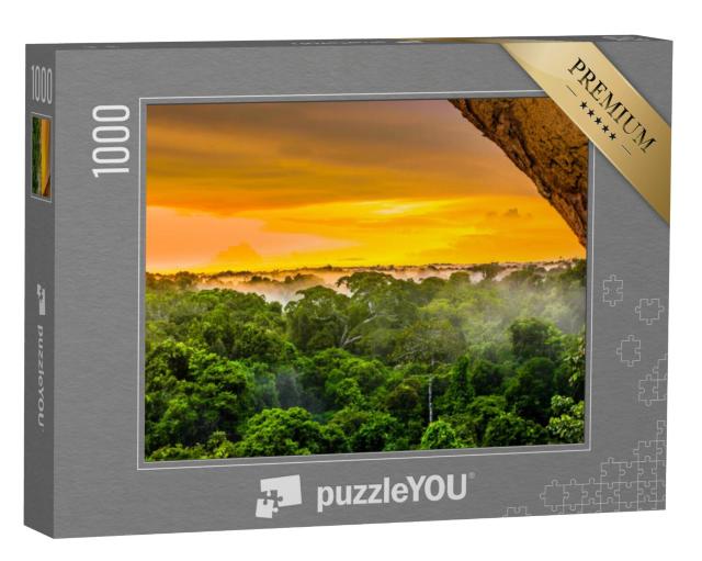 Puzzel 1000 stukjes „Zonsondergang in het Amazone regenwoud, Brazilië“