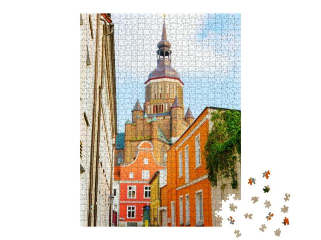 Puzzle 1000 Teile „Altstadt von Stralsund mit Kirche, Deutschland“