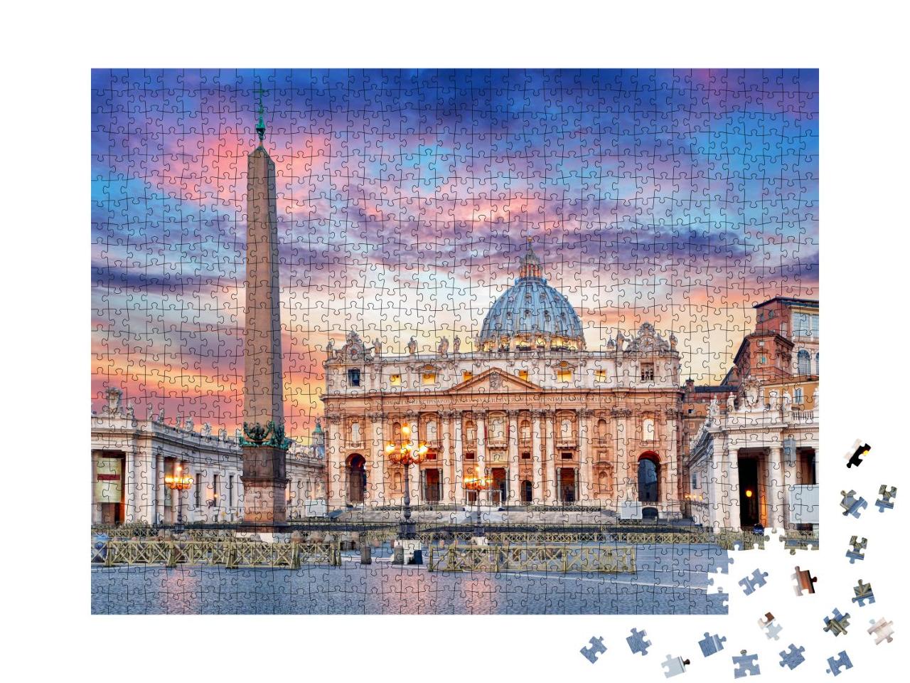 Puzzle 1000 Teile „Sonnenaufgang über dem Petersdom, Vatikanstadt, Rom“