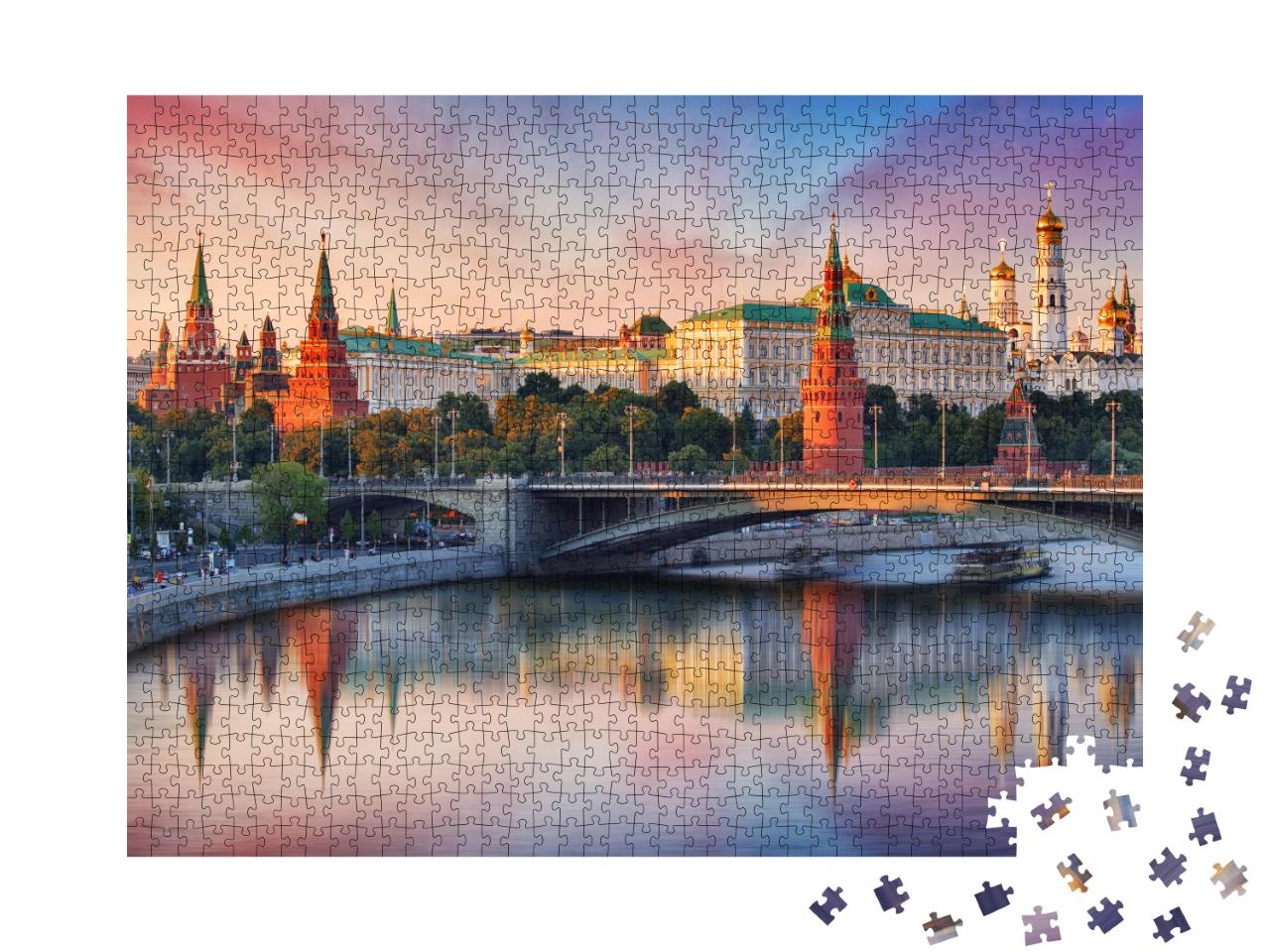 Puzzle 1000 Teile „Der Kreml am Fluss Moskwa in Moskau, Russland“