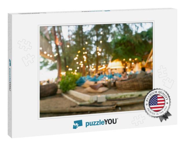 Abstract Blur Beach Cafe Restaurant with Bokeh Light for... Jigsaw Puzzle