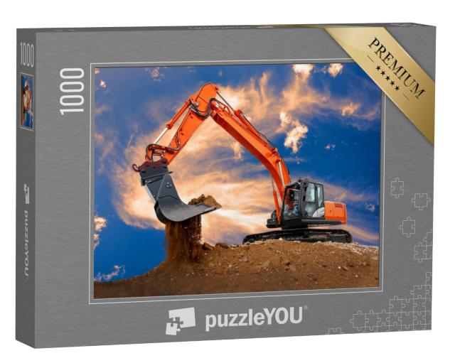 Puzzel 1000 stukjes „Graafmachine aan het werk op een bouwplaats“