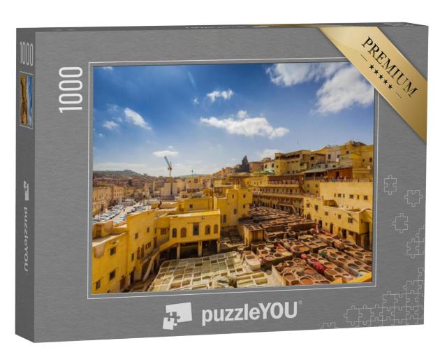 Puzzel 1000 stukjes „Traditionele leerlooierij in Fez, Marokko“