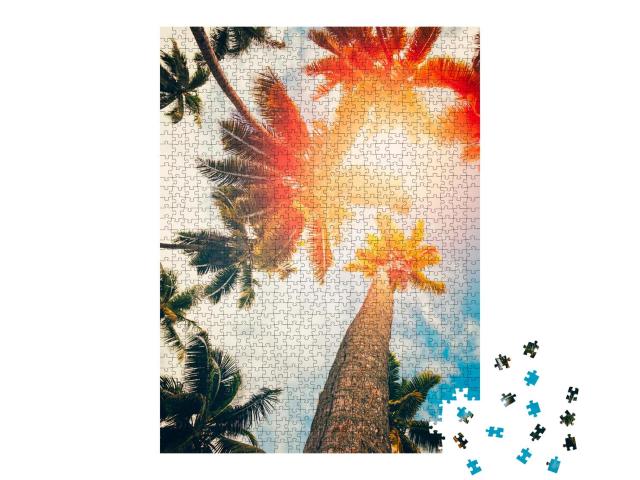 Puzzle 1000 Teile „Blick nach oben: Palmen im Sonnenlicht“