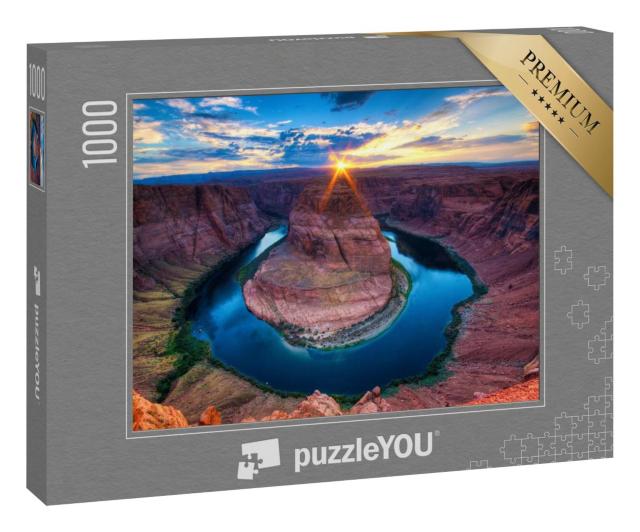 Puzzle 1000 Teile „Sonnenuntergang am Horseshoe Bend, Colorado Canyon“