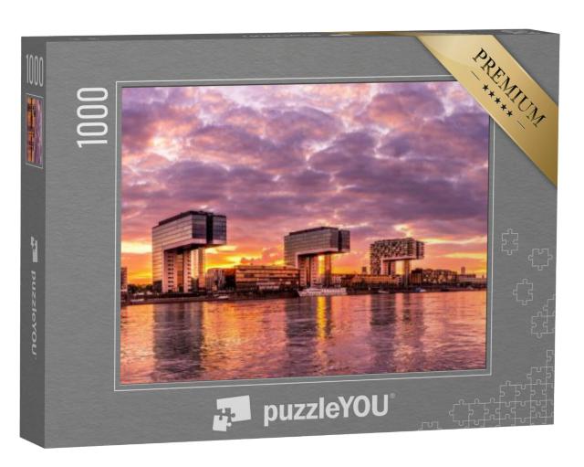 Puzzel 1000 stukjes „Kraangebouwen aan de Rijn in Keulen“