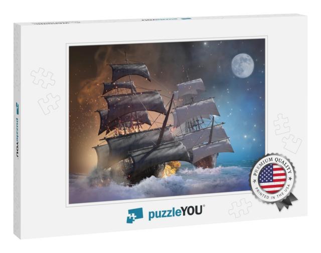 3D Illustration of a Sea Battle Pirate Ship... Jigsaw Puzzle