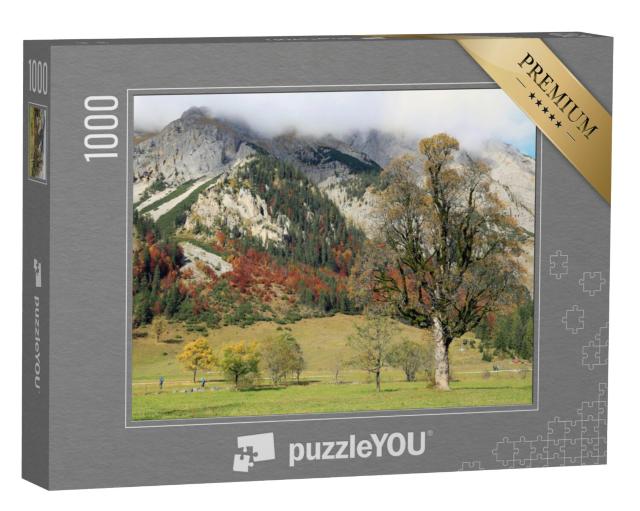 Puzzel 1000 stukjes „Karwendelgebergte in herfsttooi bij het natuurmonument Großer Ahornboden, Oostenrijk“