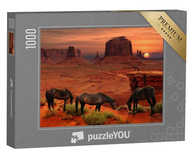 Puzzel 1000 stukjes „Paarden bij John Ford's Point, Monument Valley Tribal Park, Arizona, VS“