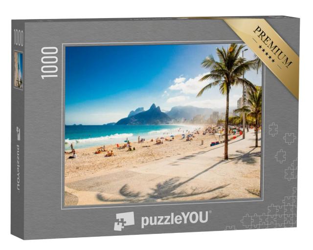 Puzzel 1000 stukjes „Palmbomen en de berg Twee Gebroeders op het strand van Ipanema, Rio de Janeiro“