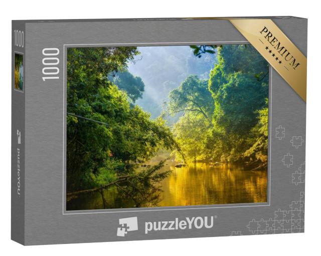 Puzzel 1000 stukjes „Tropisch bos met jungle en rivier“