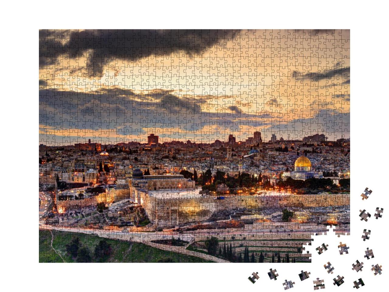 Puzzle 1000 Teile „Jerusalem: Ruhige Abendstimmung über der Altstadt“