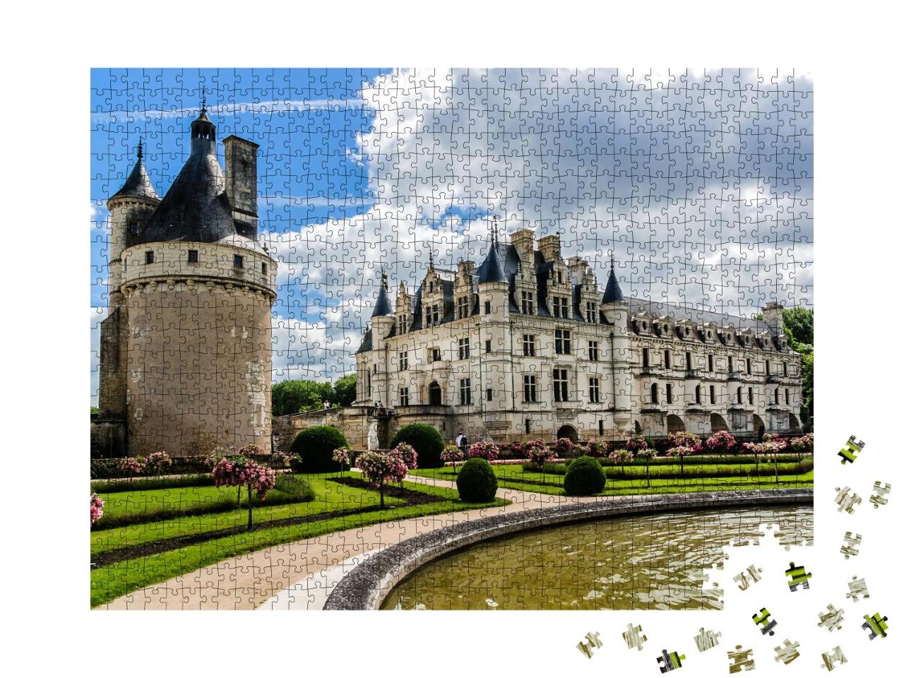 Puzzle 1000 Teile „Schloss Chenonceau am Fluss Cher, Frankreich“