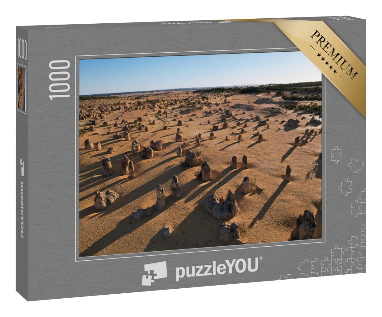 Puzzle 1000 Teile „Sonnenaufgang über den Kalksteinstrukturen der Pinnacles-Wüste in Westaustralien“