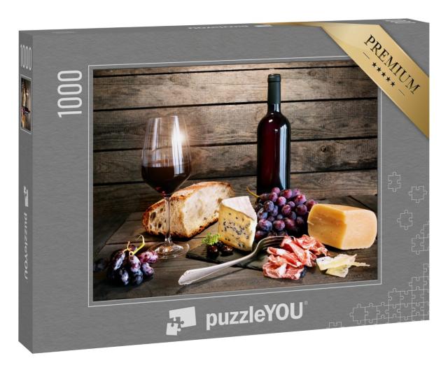 Puzzle „Italienische Lebensart mit Rotwein und Käse“